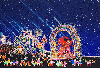 ヒロ・ヤマガタの絵画作品　タイトルは、夜のファンタジーパレード